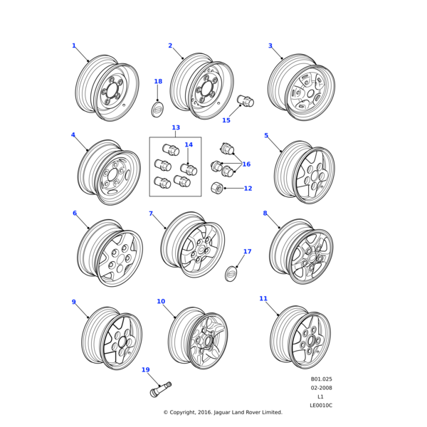 ANR2763MMM - Land Rover Nut-alloy road wheels