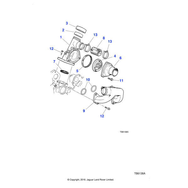 AJ82216 - Jaguar Outlet pipe