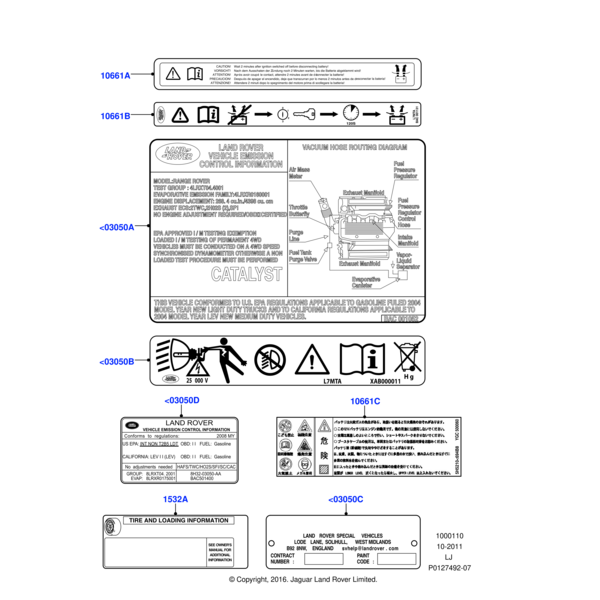 BAC001130 - Land Rover Label - Warning - Battery