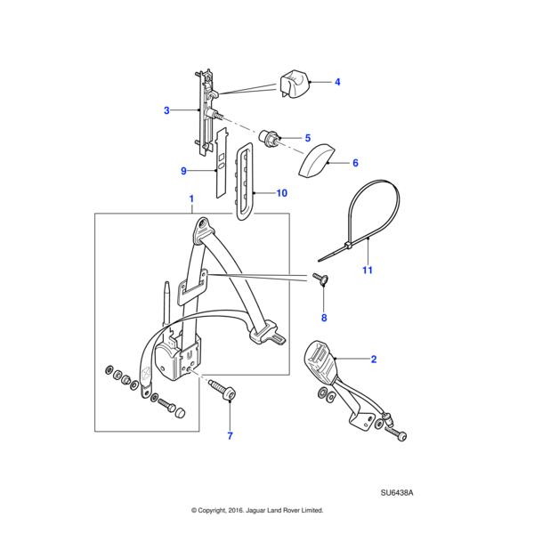 HJA7140AAHFX - Jaguar Seatbelt adjust knob