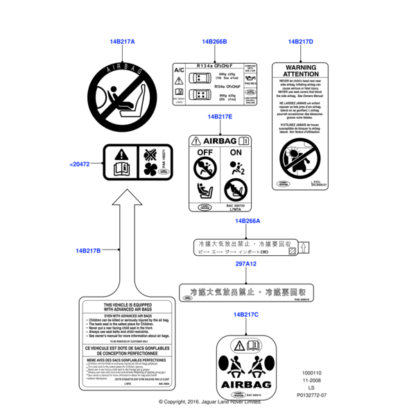 BAC500360 - Land Rover Label-air bag warning