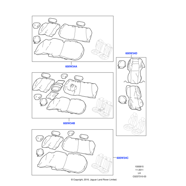 Waterproof Seat Covers - Almond, Front with Rear Seat Entertainment, Five-door