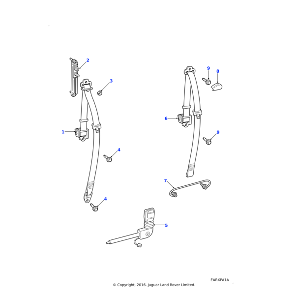 AWR1657 - Land Rover Adjuster mechanism assembly-front seat belt