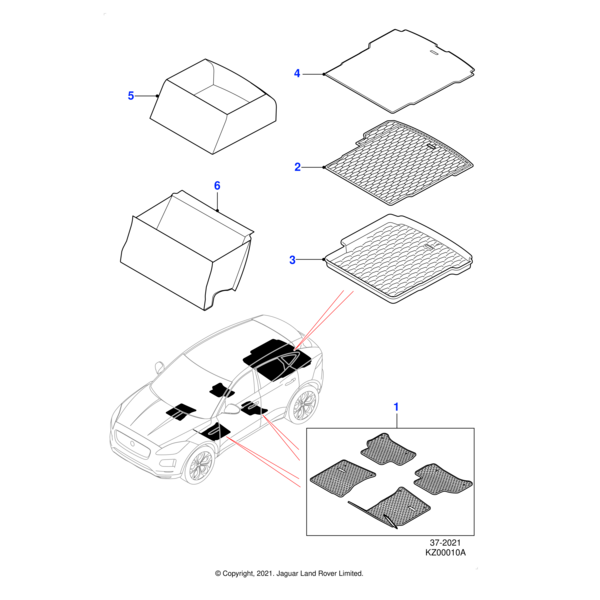 Antimicrobial Rubber Mats - RHD, Automatic, 21MY onwards
