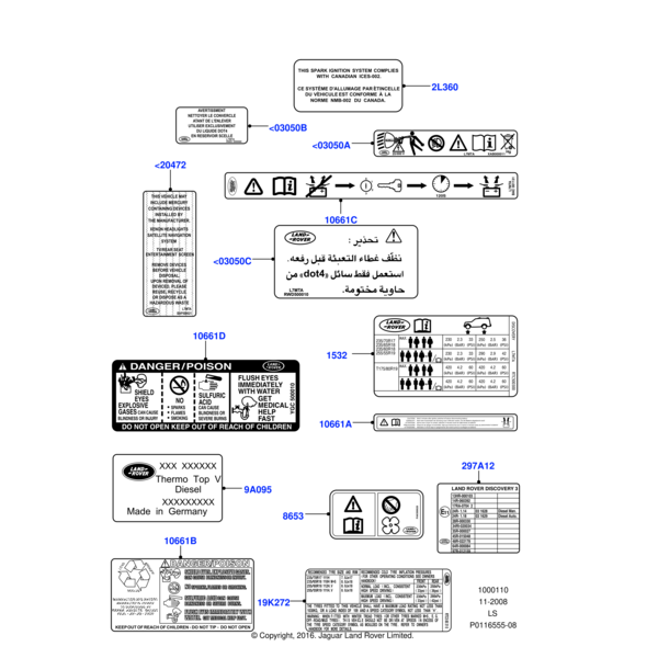 BAC103680 - Land Rover Label-underbonnet spark ignition
