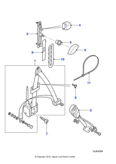 HJA7140AAAEK - Jaguar Seatbelt adjust knob
