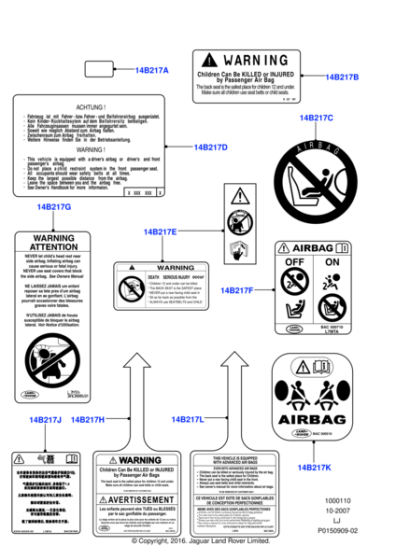BAC501640 - Land Rover Label - Warning - Airbag